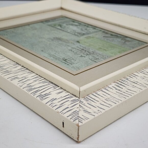 Vintage 1950s Wooden Textured Picture Fraame White Gray 8.5x6.5 - Picture 8 of 11